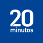 Logo de "20 minutos" compuesto por el número 20 en blanco centrado en la imagen y debajo la palabra "minutos" en blanco, sobre fondo azul.